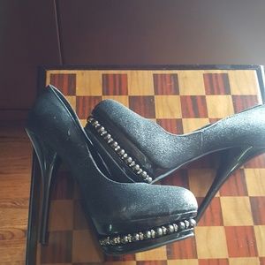 Black Round Toe Platform Pumps Stiletto High Heel
